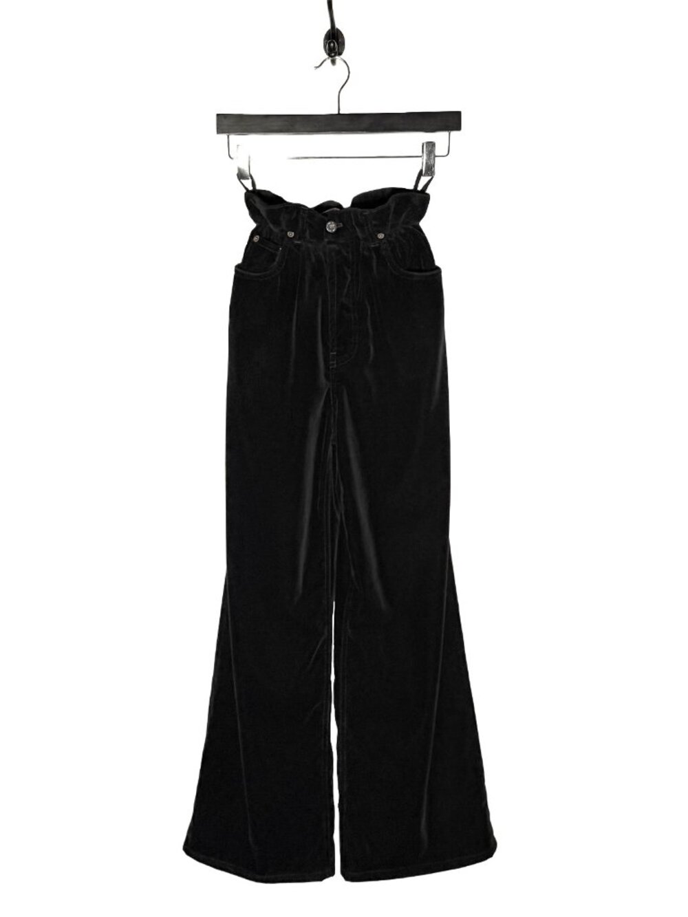 Miu Miu 2021 Black Velvet High Gathered Waist Wide Pants
